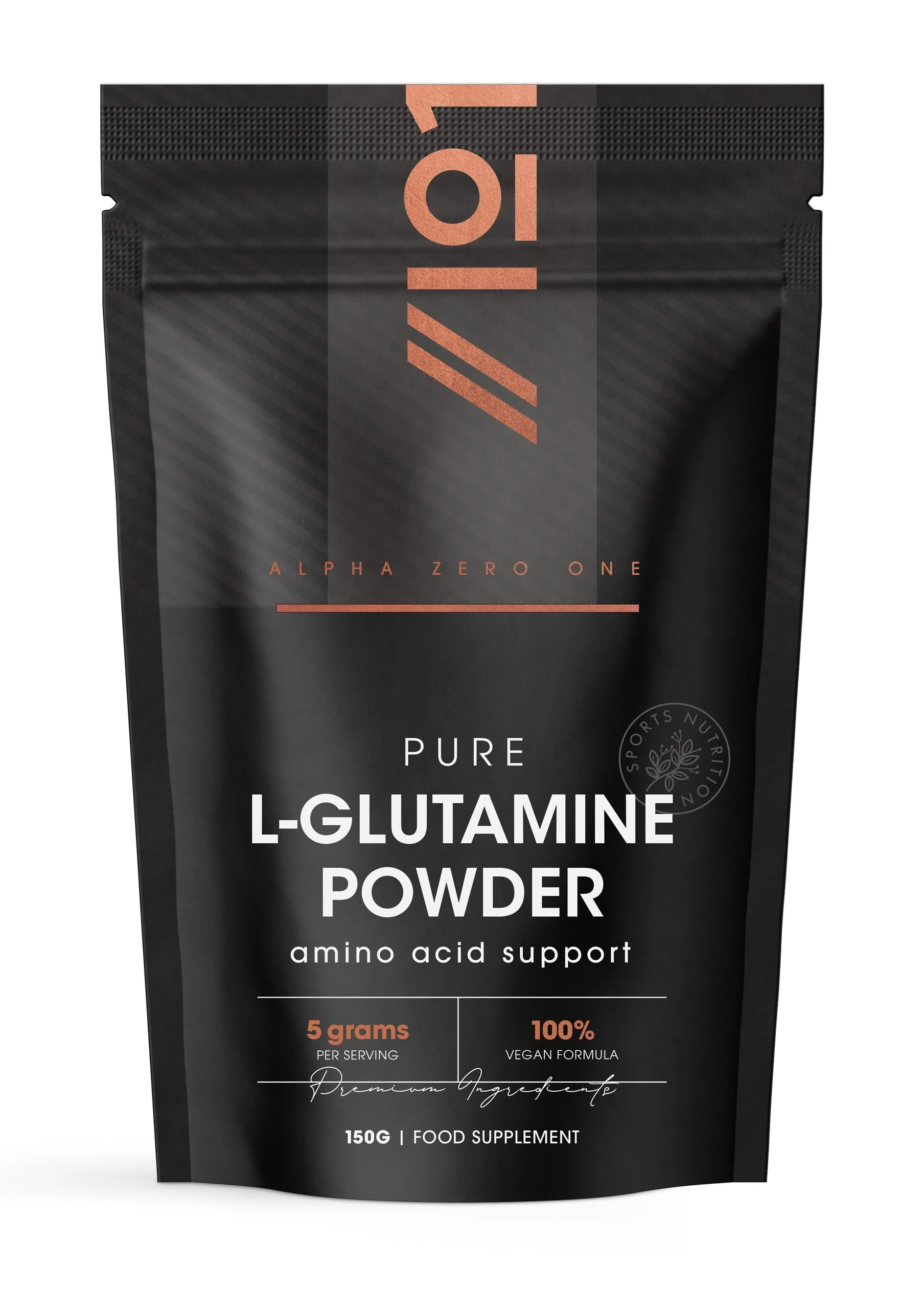 L-Glutamine Powder 150g - 5 Grams per Serving – Vegan Fermented Amino Acid – 100% Pure Formula – Halal (Unflavoured)