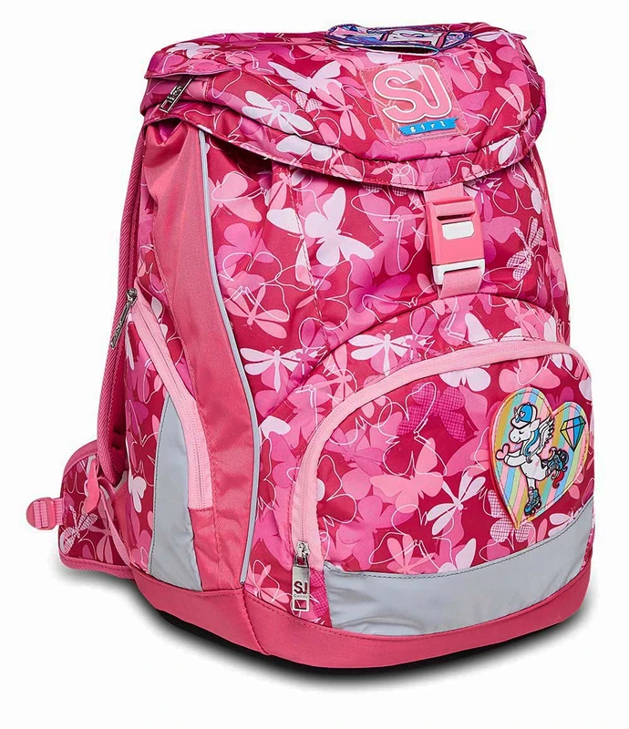 SJ GANG Backpack, UPDOWN SOFT LADY CHIFFON Eco-friendly Ergonomic Knapsack, for 1st Grade Kids - For School, Sport, Free Time, with Side Pockets, many Compartments, Shoulder Straps Adjustment System