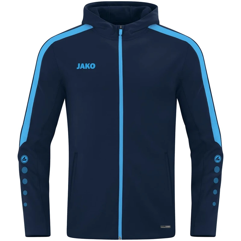 JAKO Men's Power Hooded Jacket, Navy/Sky Blue, M