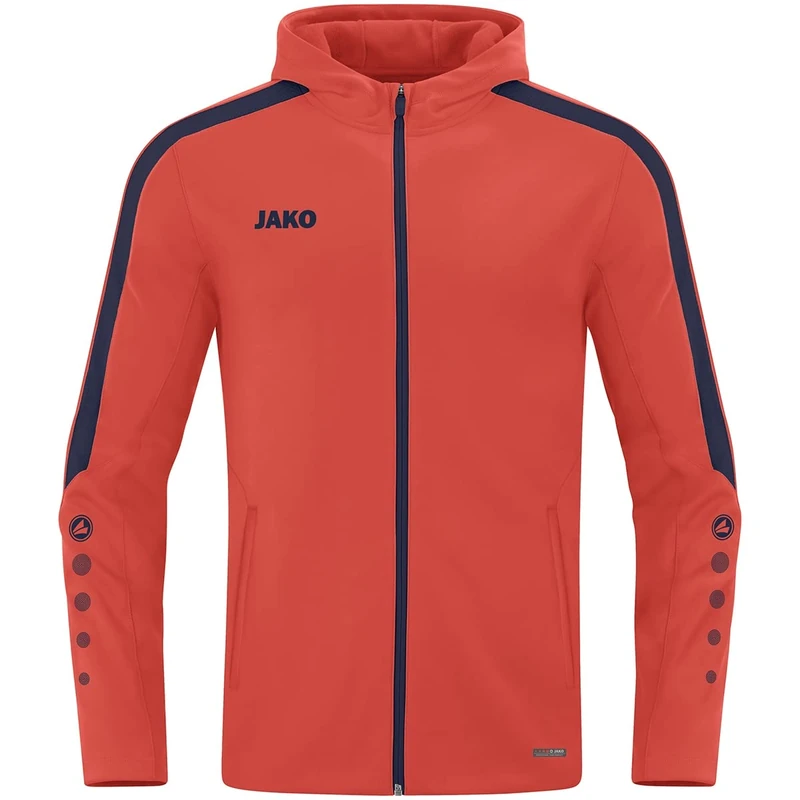 JAKO Men's Kapuzenjacke Power Hooded Jacket, Flame/Navy, XL