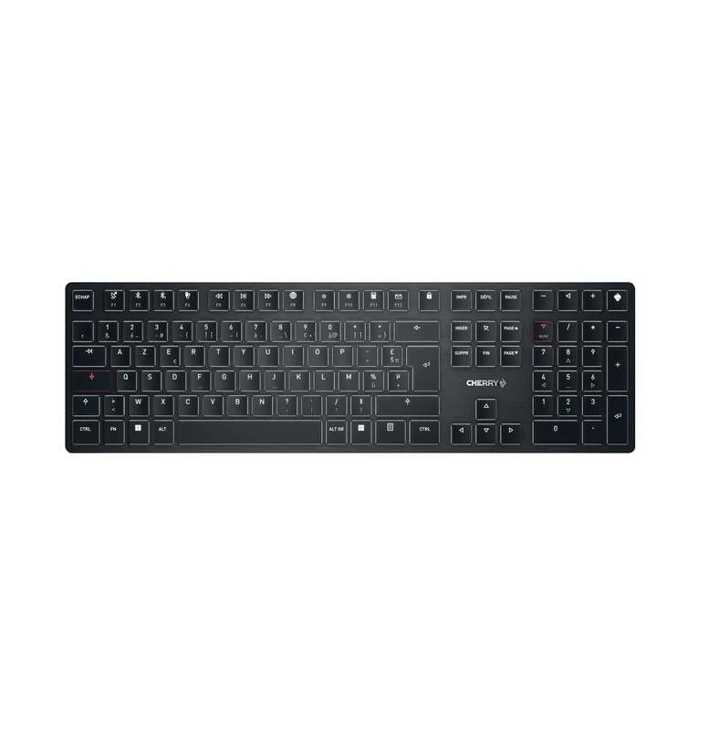 CHERRY KW X ULP, Ultra-Flat Mechanical High-End Keyboard, French Layout (AZERTY), Wireless Multi-Device Keyboard for up to 4 Devices, Rechargeable, Black