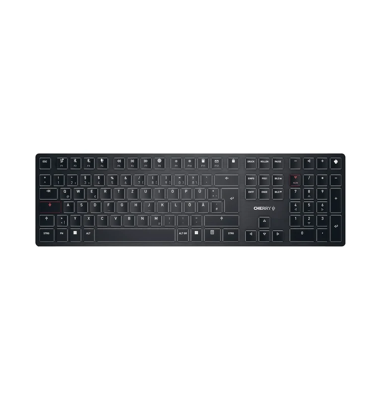 CHERRY KW X ULP, Ultra-Flat Mechanical High-End Keyboard, German Layout (QWERTZ), Wireless Multi-Device Keyboard for up to 4 Devices, Rechargeable, Black