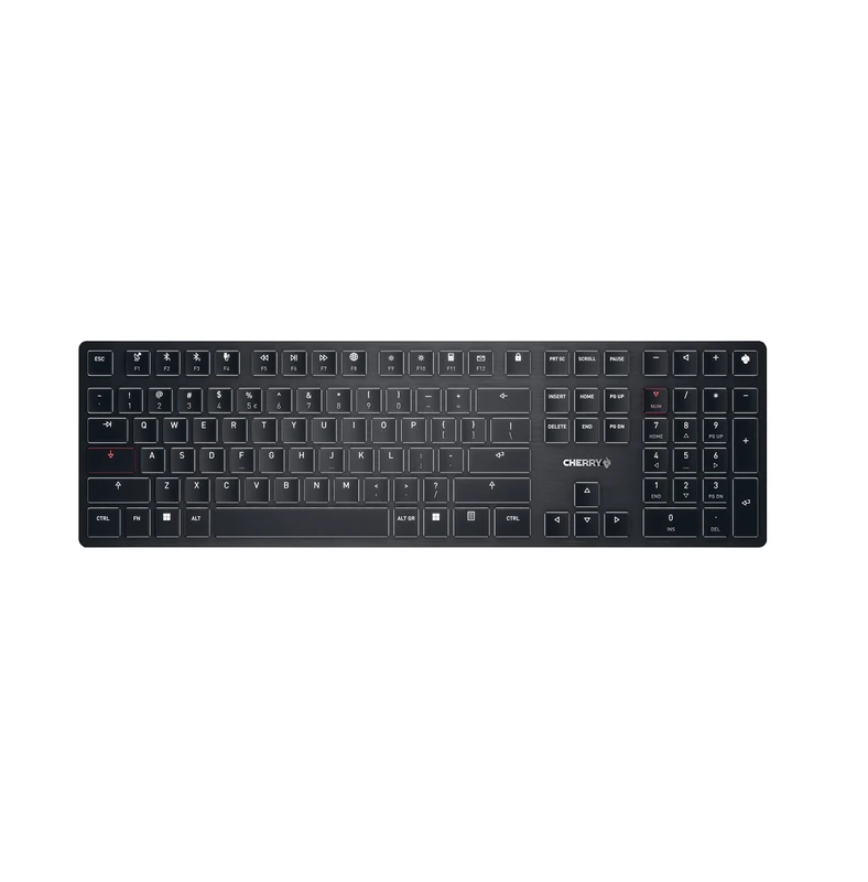 CHERRY KW X ULP, Ultra-Flat Mechanical High-End Keyboard, EU Layout (QWERTY), Wireless Multi-Device Keyboard for up to 4 Devices, Rechargeable, Black