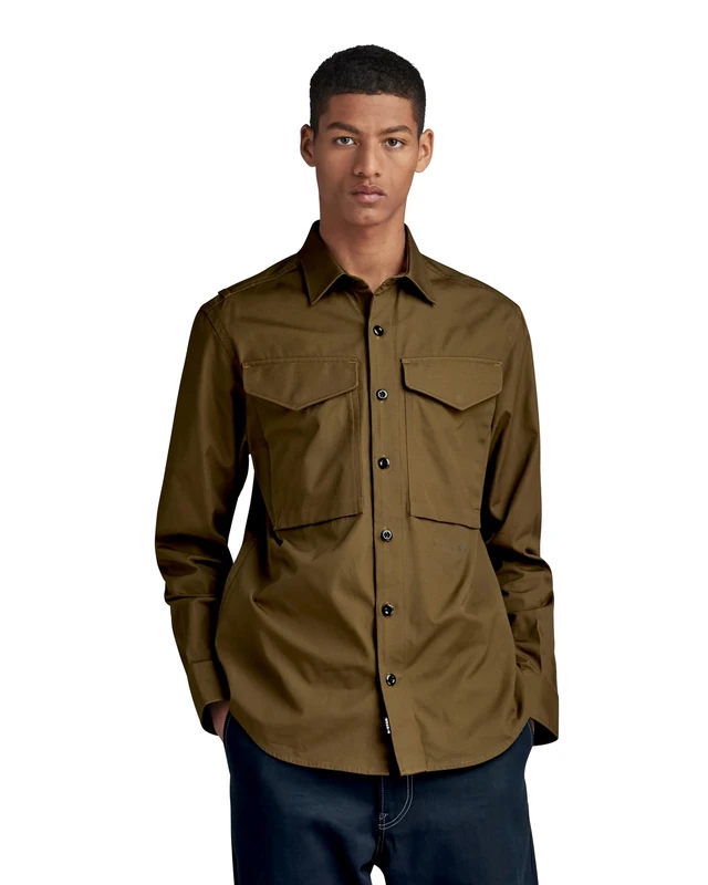 G-Star Men's Cargo Regular Shirt, Green (dark olive D22971-D384-C744), XXL