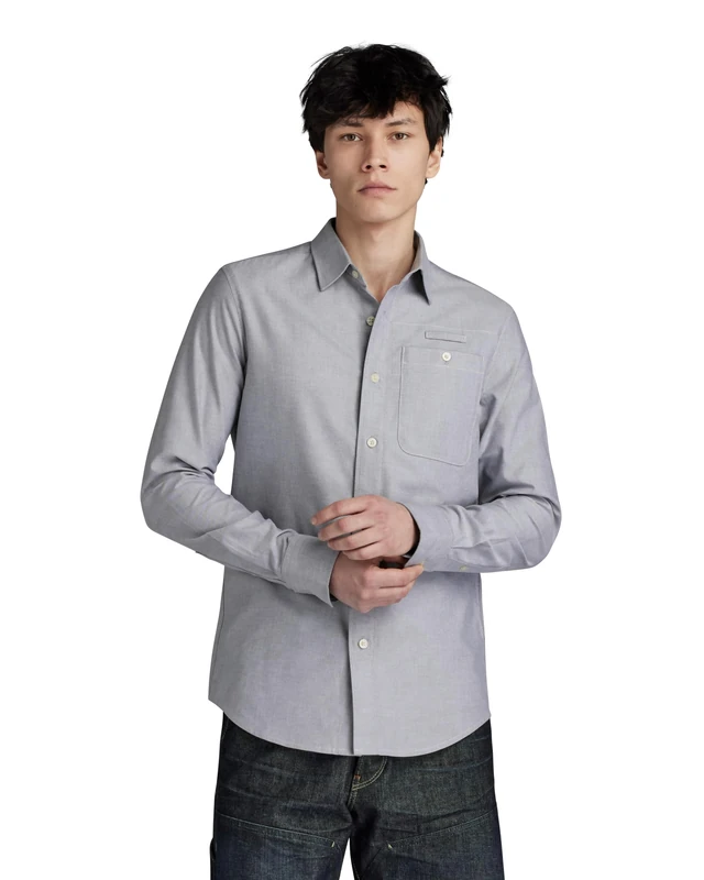 G-Star Men's Bristum 2.0 Slim Shirt , Multicolour (correct grey/white oxford D23553-C895-C760), XS