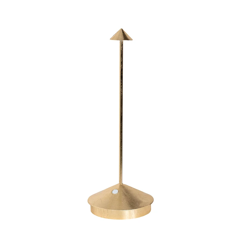 Zafferano, Pina Pro Lamp with Gold Leaf, Rechargeable and Wireless Table Lamp with Touch Control, Can Be Used as Indoor Lamp, Dimmer, 2700 K, Height 29 cm