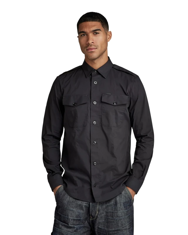 G-Star Men's Tux Marine Slim Shirt, Black (dk black D23579-D321-6484), XS