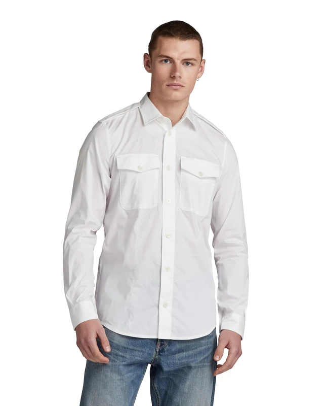 G-Star Men's Tux Marine Slim Shirt, White (white D23579-D321-110), XL - Image 1