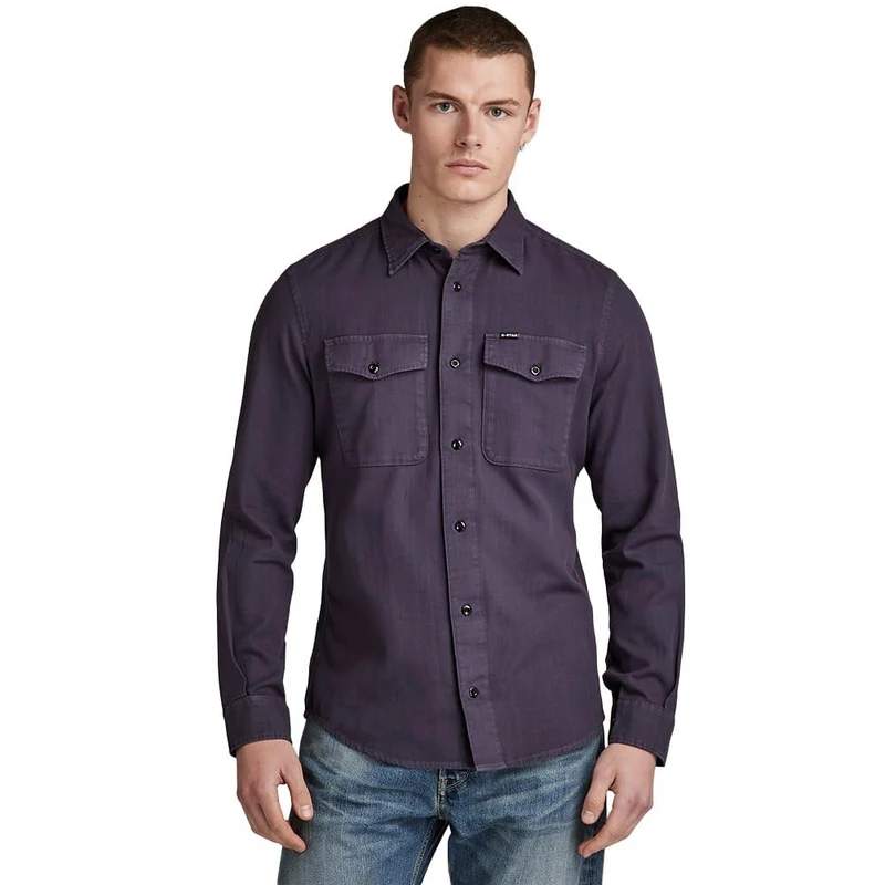 G-Star Men's Marine Slim Shirt, Purple (dk grape gd D20165-D454-C124), XS