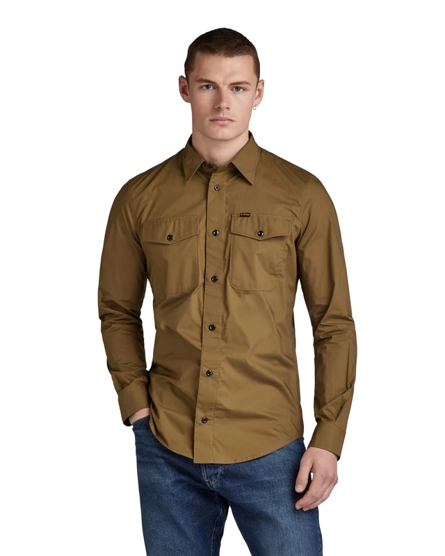 G-Star Men's Marine Slim Shirt, Green (dark olive D20165-4481-C744), S