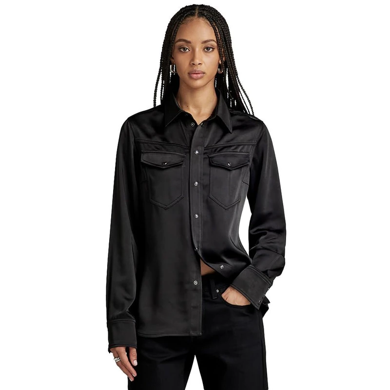 G-Star Women's Slim Shirt , Black (dk black D24229-D414-6484), XL - Image 1