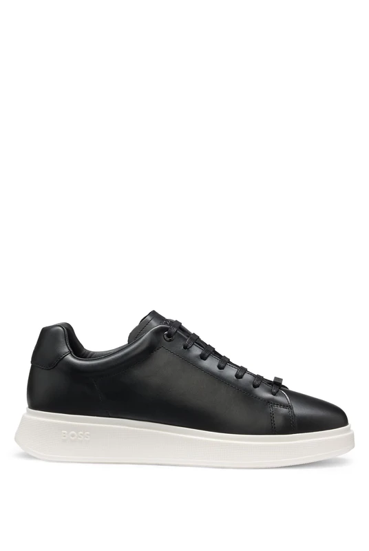 BOSS Mens Bulton Runn Rubber-Outsole Trainers in Leather Size Black
