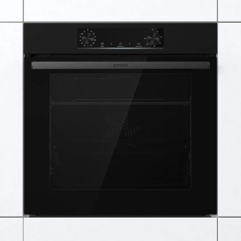 Gorenje Oven BOS6737E06B 77 L. Multi-System oven. EcoClean enamel. Mechanical controls. Steam function. Height 59.5 cm. Width 59.5 cm. Jet black