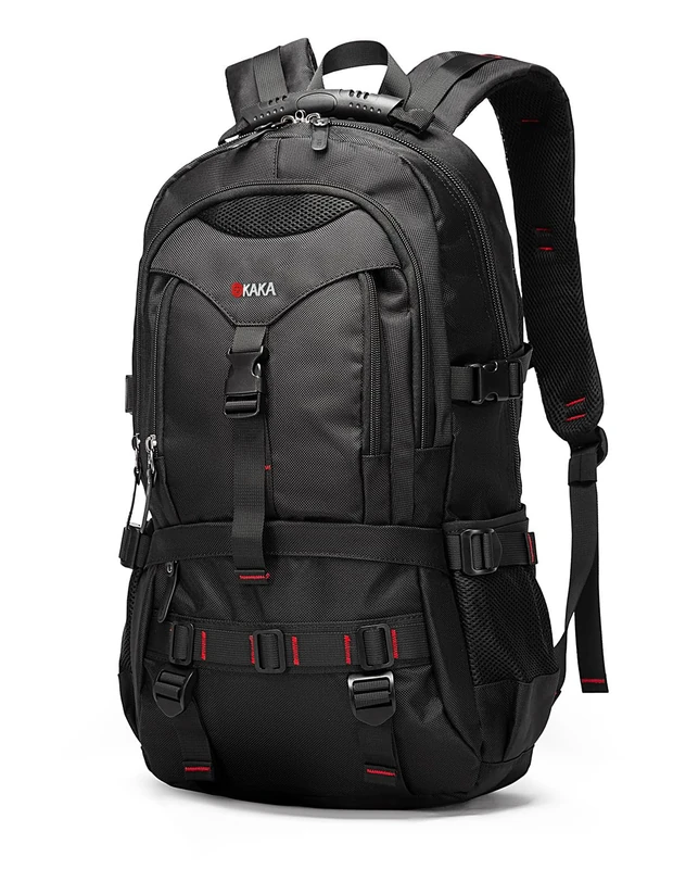 KAKA Travel Backpack Fight Approved with 17.3 inch Laptop Lackpack Compartment Outdoor Duffle Bag for men and women, Black, L, Travel Backpacks