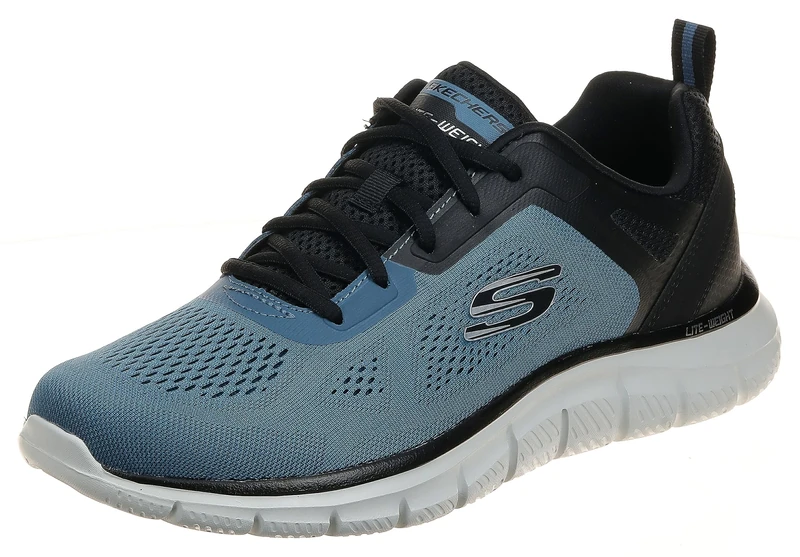 Skechers Men's Track Broader Sneaker, Blue Mesh/Pu/Black Trim, 9.5 UK