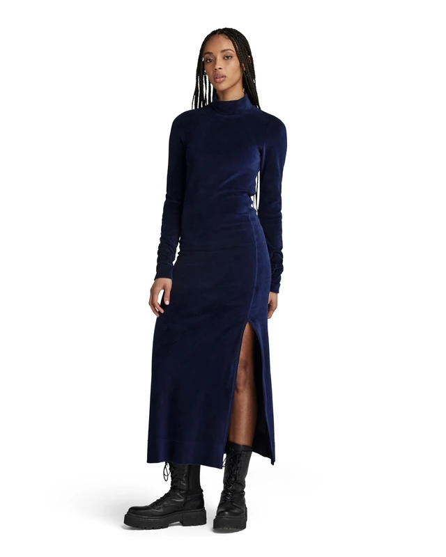 G-Star Women's Velvet Slit Dress , Blue (warm sartho D24224-D428-C423), S