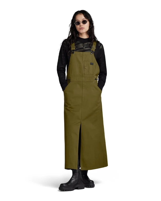 G-Star Women's Dungaree Dress Sleeveless, Green (dark olive D24247-C900-C744), M