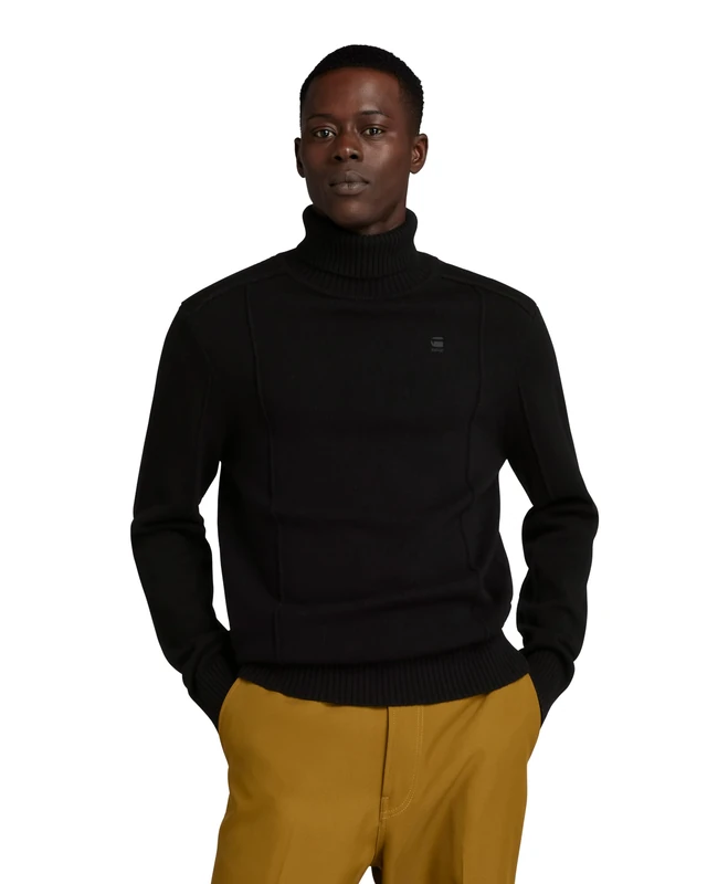 G-Star Men's Structure Turtle Knitted Sweater, Black (dk black D23937-D447-6484), L