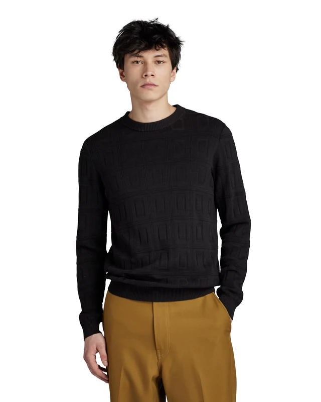 G-Star Men's Table Structure Knitted Sweater, Black (dk black D23932-D167-6484), M