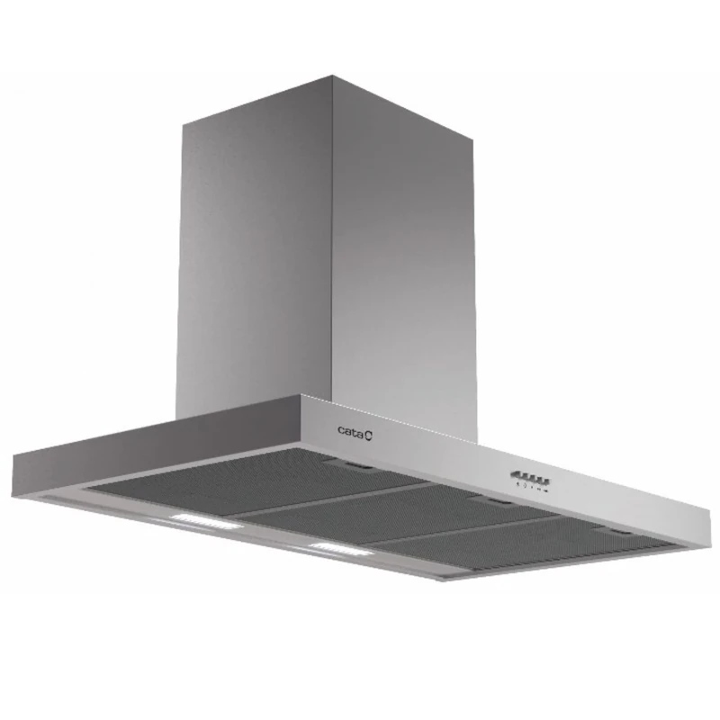 Cata S PLUS 9010 X Decorative Wall Cooker Hood with 3 Levels of Extraction Mechanical Control Panel M3R Motor Extra Quiet LED Lighting Sound Level 69 dB Width 90 cm Stainless Steel