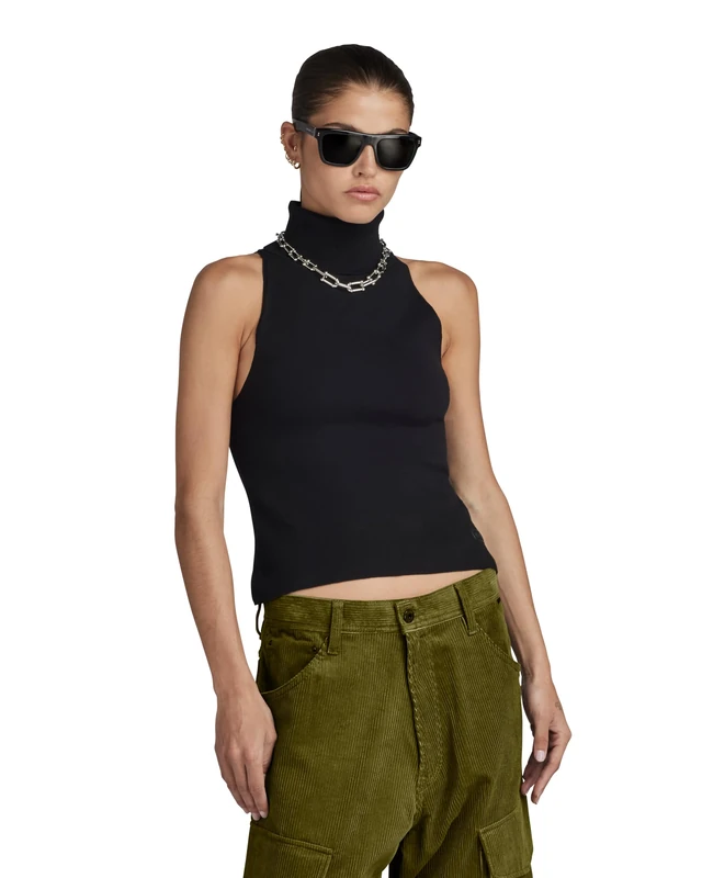 G-Star Women's NY RAW Slim Knitted Top , Black (dk black D24007-D487-6484), XS
