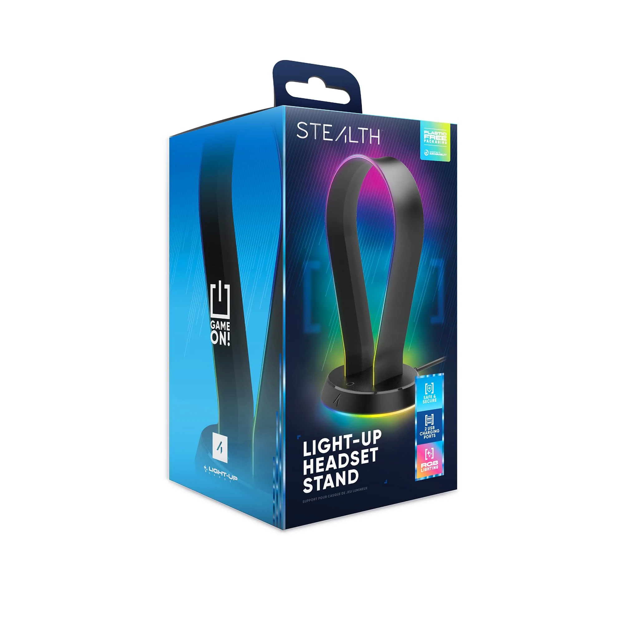STEALTH LED Light Up Gaming Headset Stand in Black for PS4, PS5, XBOX, Switch and PC - USB Powered with 12 RGB Effects
