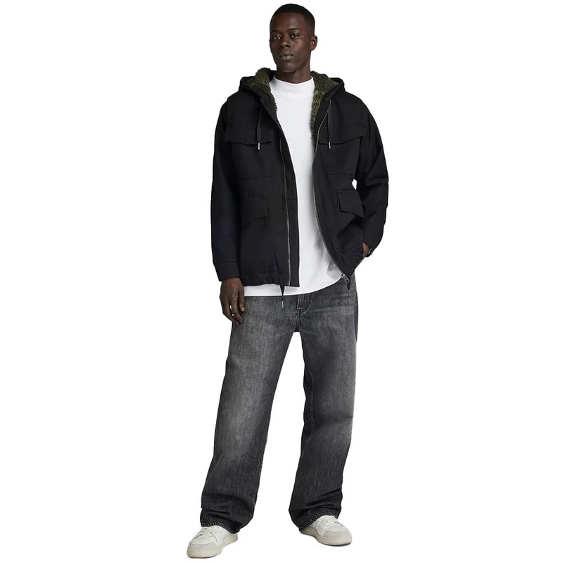 G-Star Men's Hooded Sherpa Jacket, Black (pitch black D23594-D304-A810), XXL