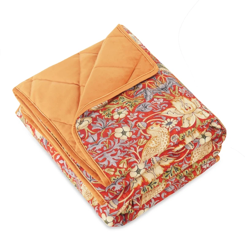 Rosewood x Morris & Co. Strawberry Thief Pet Blanket for Dogs and Cats, 150 x 100 cm, Burgundy, Dog Blanket/Throw with Soft Velvet Reverse, Easy-Care, Luxury William Morris Print