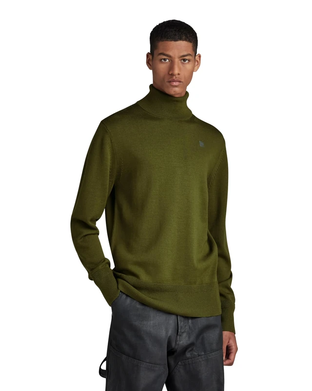 G-Star Men's Premium Core Turtle Knitted Sweater, Green (dark olive D21933-B692-C744), S