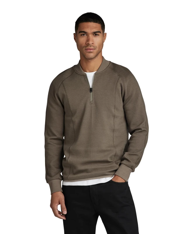 G-Star Men's Jirgi Half Zip Slim Tweeter, Brown (turf D23512-D271-273), S