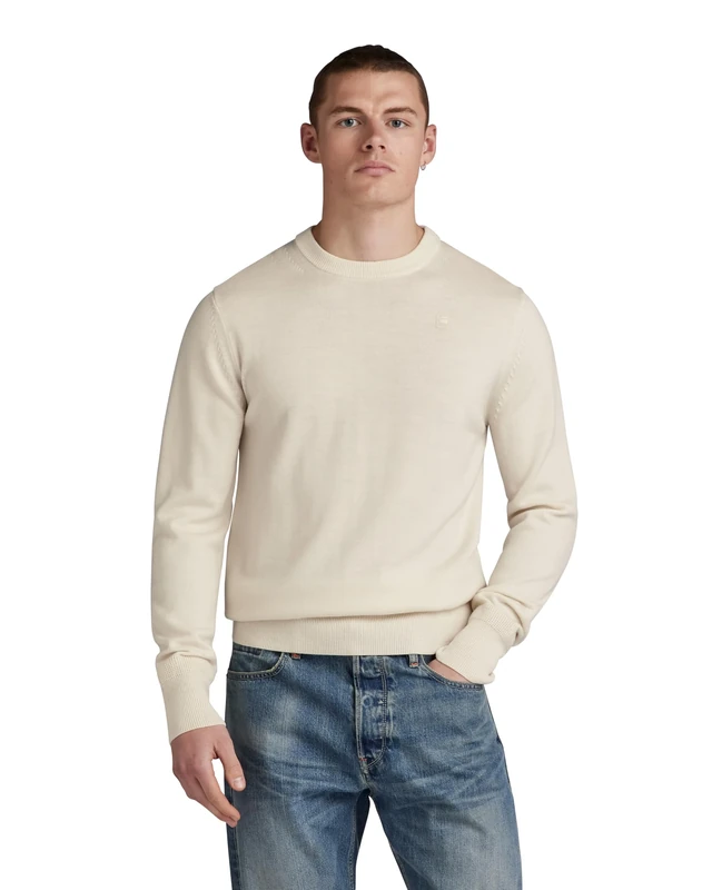G-Star Men's Premium Core Knitted Sweater, Beige (eggnog D21931-B692-G076), L