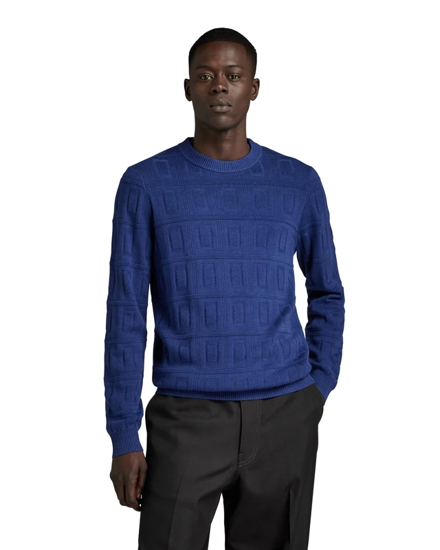 G-Star Men's Table Structure Knitted Sweater, Blue (ballpen blue D23932-D167-1822), XL