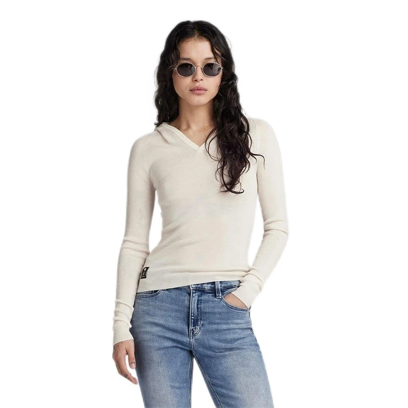 G-Star Women's Hooded Slim Knitted Sweater, Beige (eggnog D23928-B692-G076), S