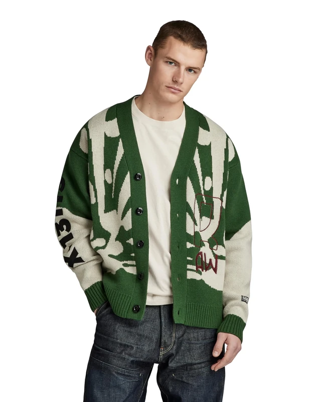G-Star Men's Holiday Loose Knitted Cardigan , Green (deep nuri green D24227-D514-8887), L