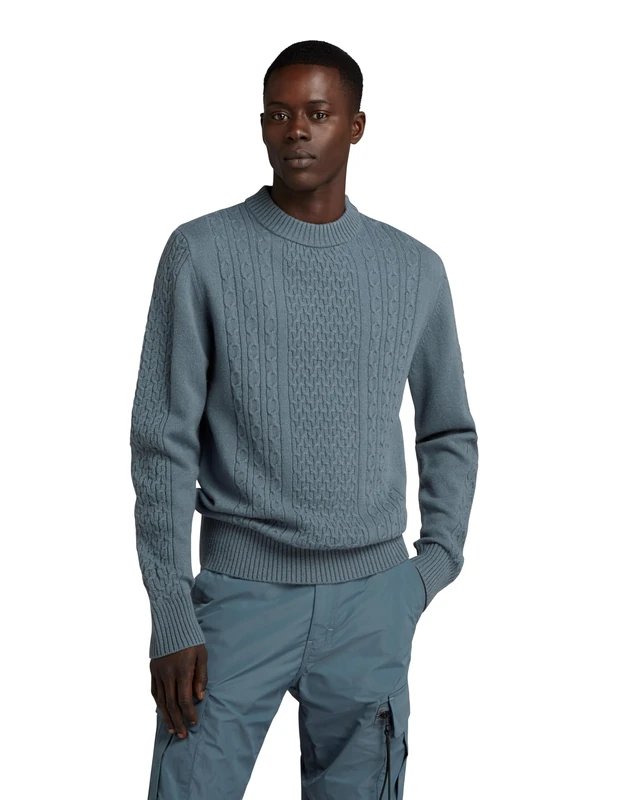 G-Star Men's Cable Knitted Sweater, Grey (axis D23939-D447-5781), XXL