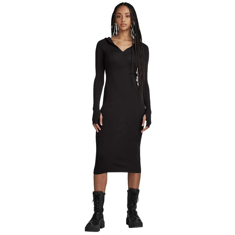 G-Star Women's Hooded Slim Knitted Dress, Black (dk black D23929-B692-6484), XS