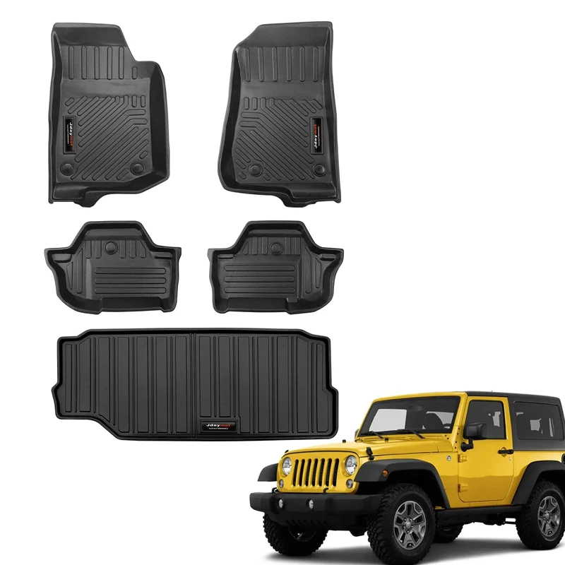 Jdeymat Floor Mats & Cargo Trunk Liner for Jeep Wrangler JL 2 Door 2018-2024 All Weather Floor Liner for Jeep Wrangler Accessories (Only for JL 2 Door)