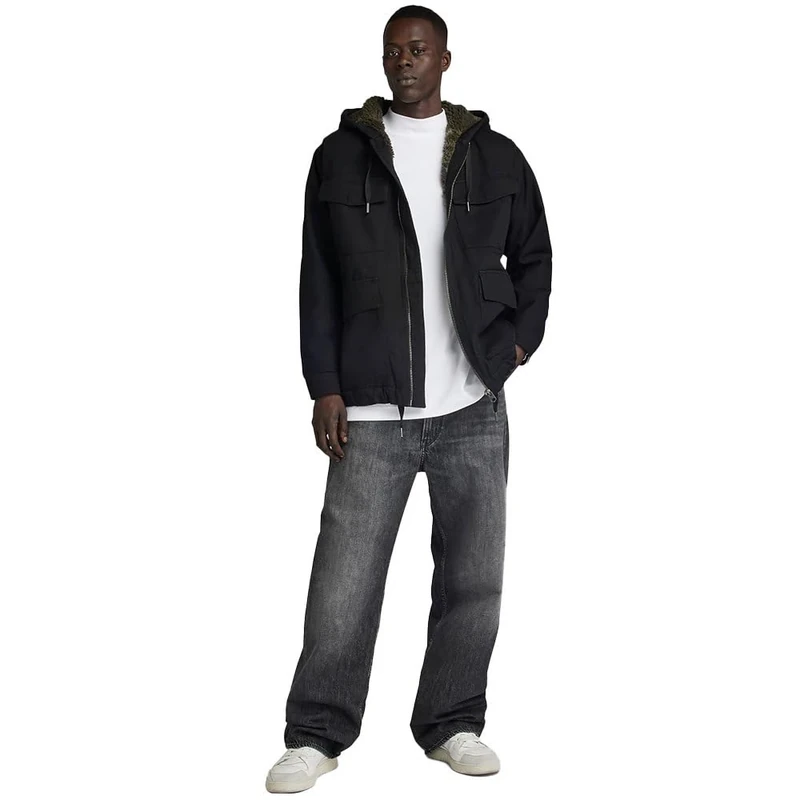 G-Star Men's Hooded Sherpa Jacket, Black (pitch black D23594-D304-A810), M