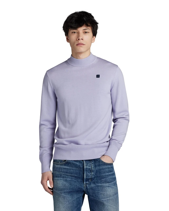 G-Star Men's Premium Core Mock Knitted Sweater, Grey (icelandic blue D21932-B692-G081), L