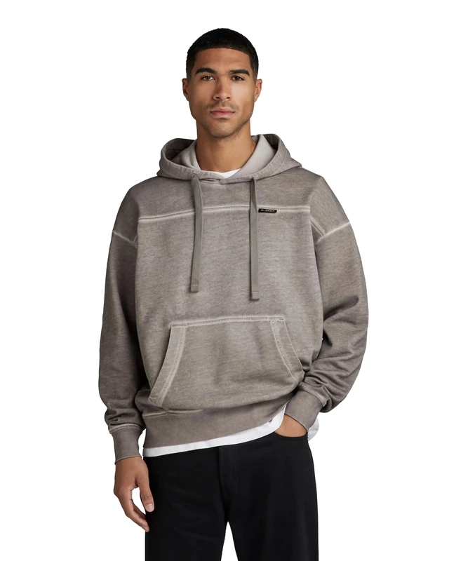 G-Star Men's Garment Dyed Loose Hoodie, Grey (elephant skin gd D24219-D249-G107), S