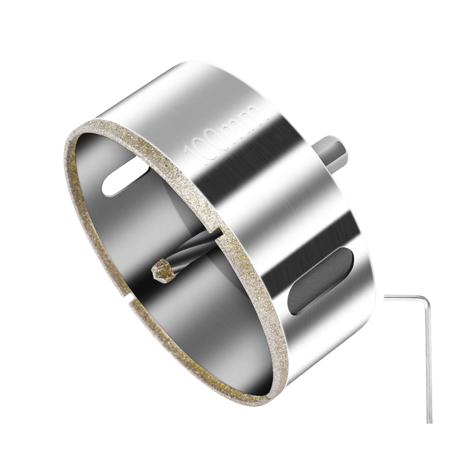 flintronic Diamond Drill Bit, 100mm Drill with Center Guide Bit, Glass Hole Saw Core Drill Bit with Diamond Surface Coating, for Glass/Tile/Ceramic/Marble/Limestone/Fiberglass/Porcelain Cutting