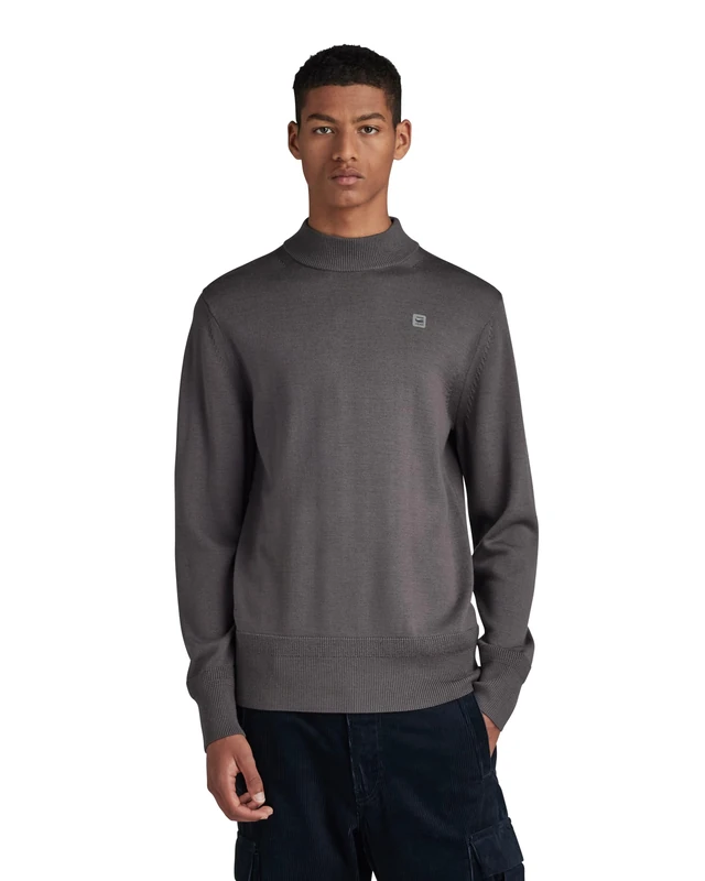 G-Star Men's Premium Core Mock Knitted Sweater, Grey (rabbit D21932-B692-G077), M