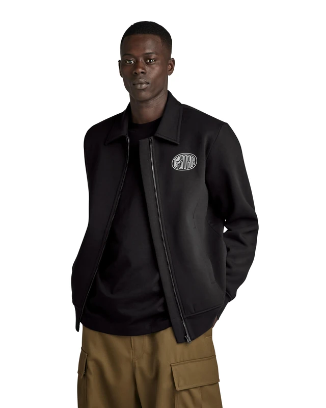 G-Star Men's Polo Collar Zip Thru Sweater, Black (dk black D23882-D425-6484), S