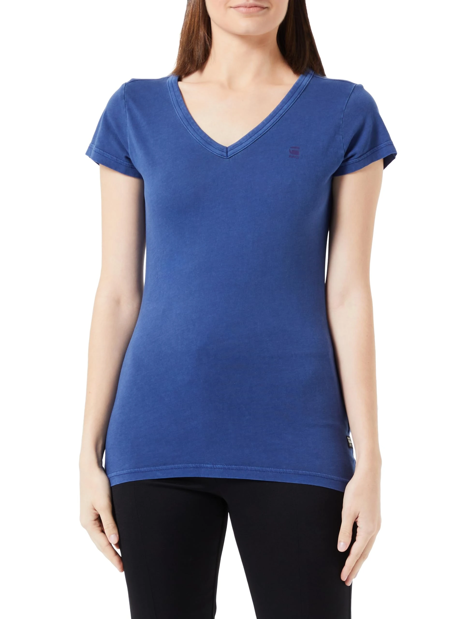 G-Star Women's Overdyed Eyben Slim V-Neck Top, Blue (ballpen blue gd D21314-B059-D066), XS
