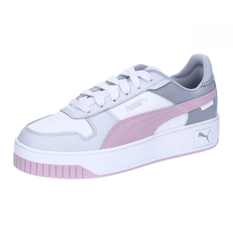 Puma Women Carina Street Sneakers, Puma White-Grape Mist-Puma Silver, 3.5 UK