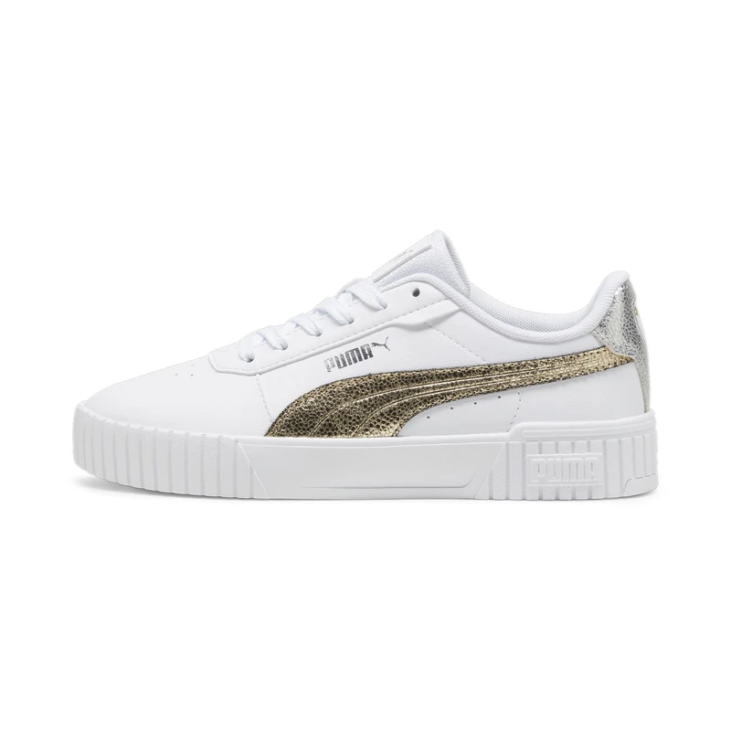 Puma Women Carina 2.0 Metallic Shine Sneakers, Puma White-Puma Gold-Puma Silver, 4.5 UK