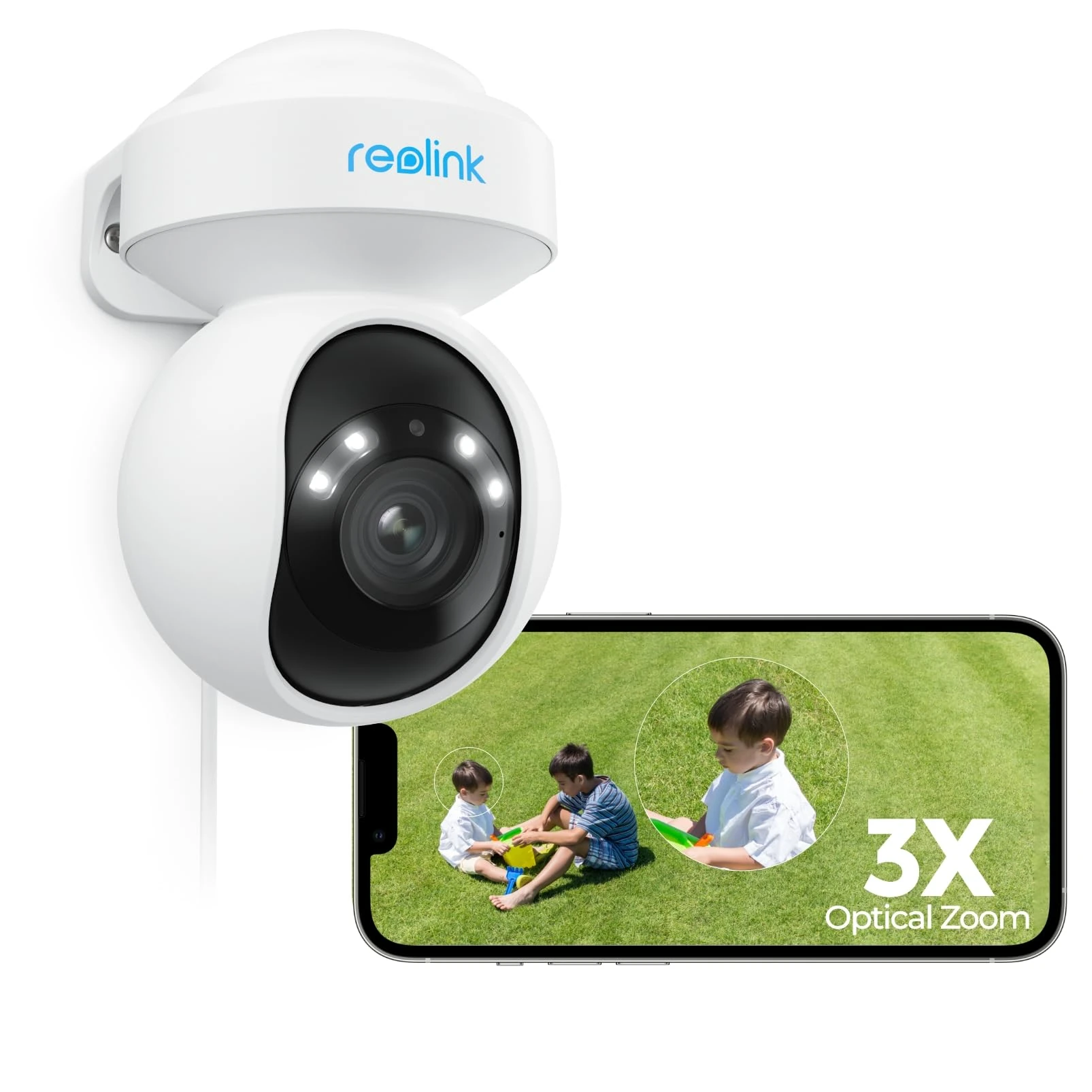 Reolink PTZ Security Camera 4K Outdoor Wi-Fi 6, Auto Tracking Spotlight Camera Plug-in, Human/Vehicle/Animal Detection, 3X Optical Zoom, Color Night Vision, 2-Way Audio, 2.4/5GHz WiFi, E1 Outdoor Pro