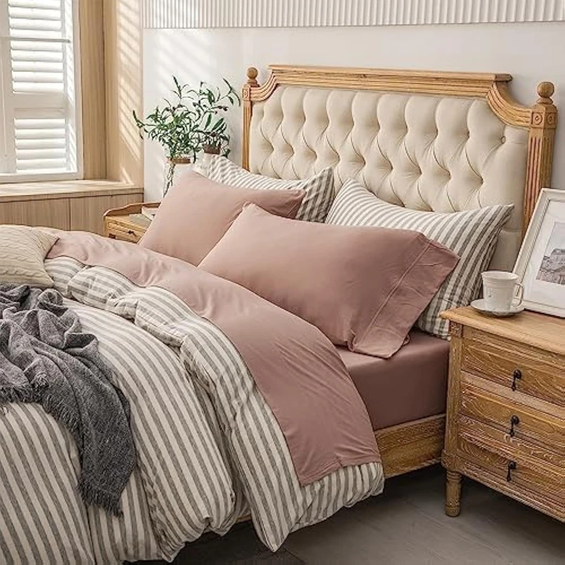 PURE ERA Jersey Knit Sheet Set Solid Petal Pink California King