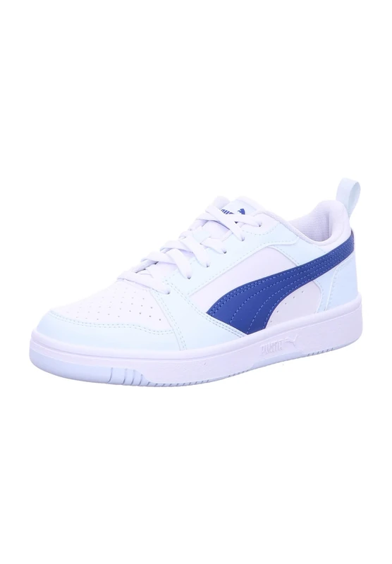 Puma Unisex Youth Puma Rebound V6 Lo Jr Sneakers, Puma White-Cobalt Glaze-Dewdrop, 3 UK