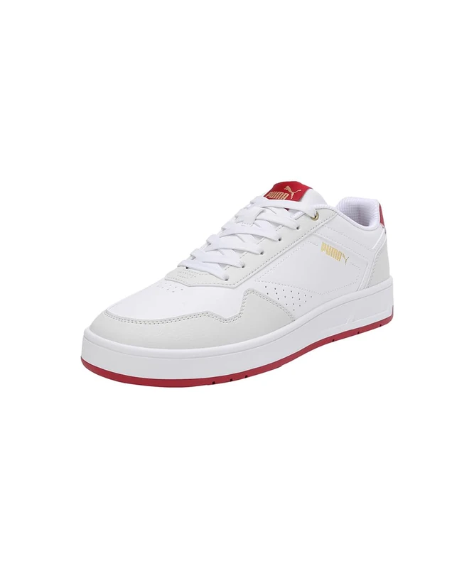 Puma Unisex Adults Court Classic Sneakers, Puma White-Vapor Gray-Club Red, 4.5 UK